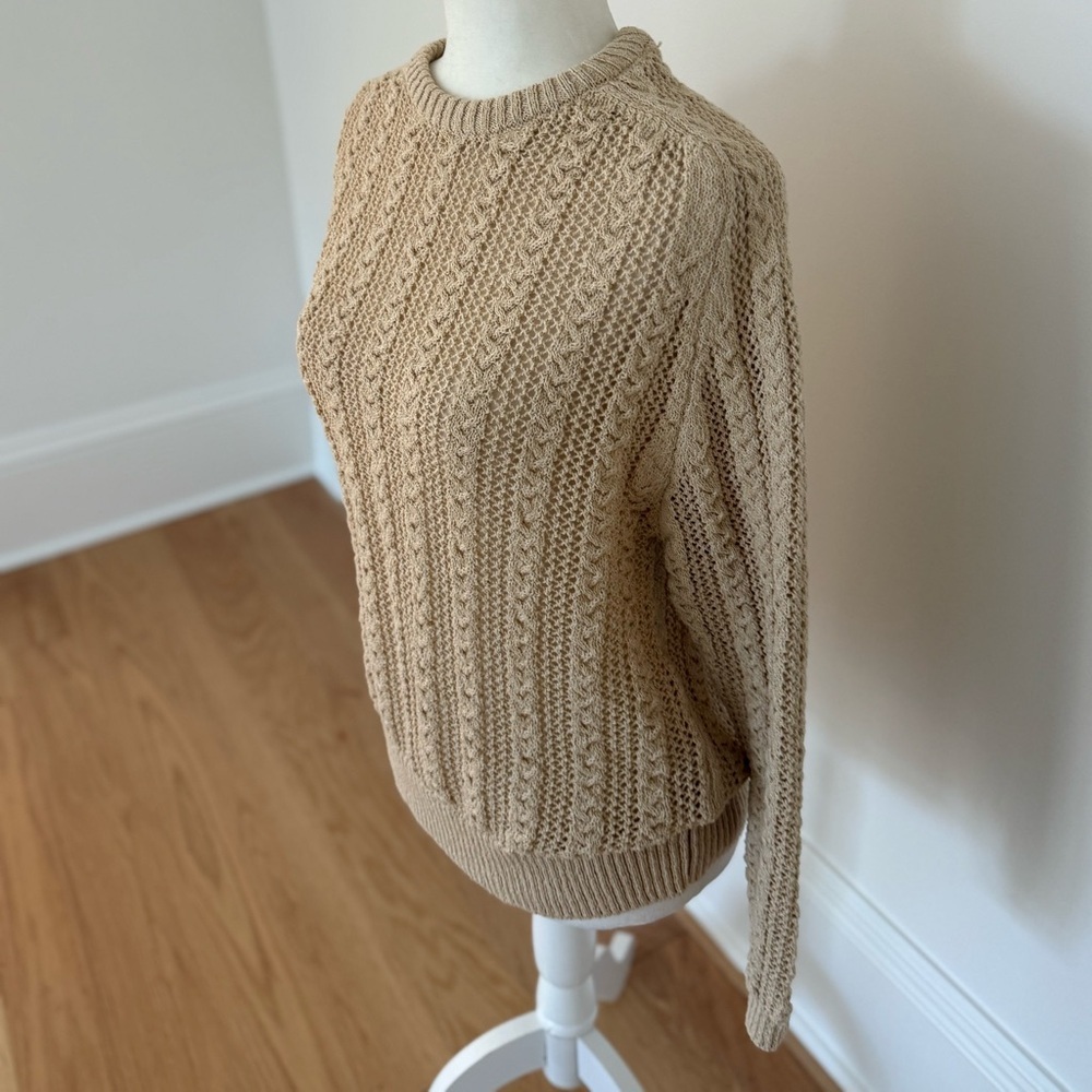 Zara Classic Tan Cable Knit Sweater Size Large - Picture 4 of 10